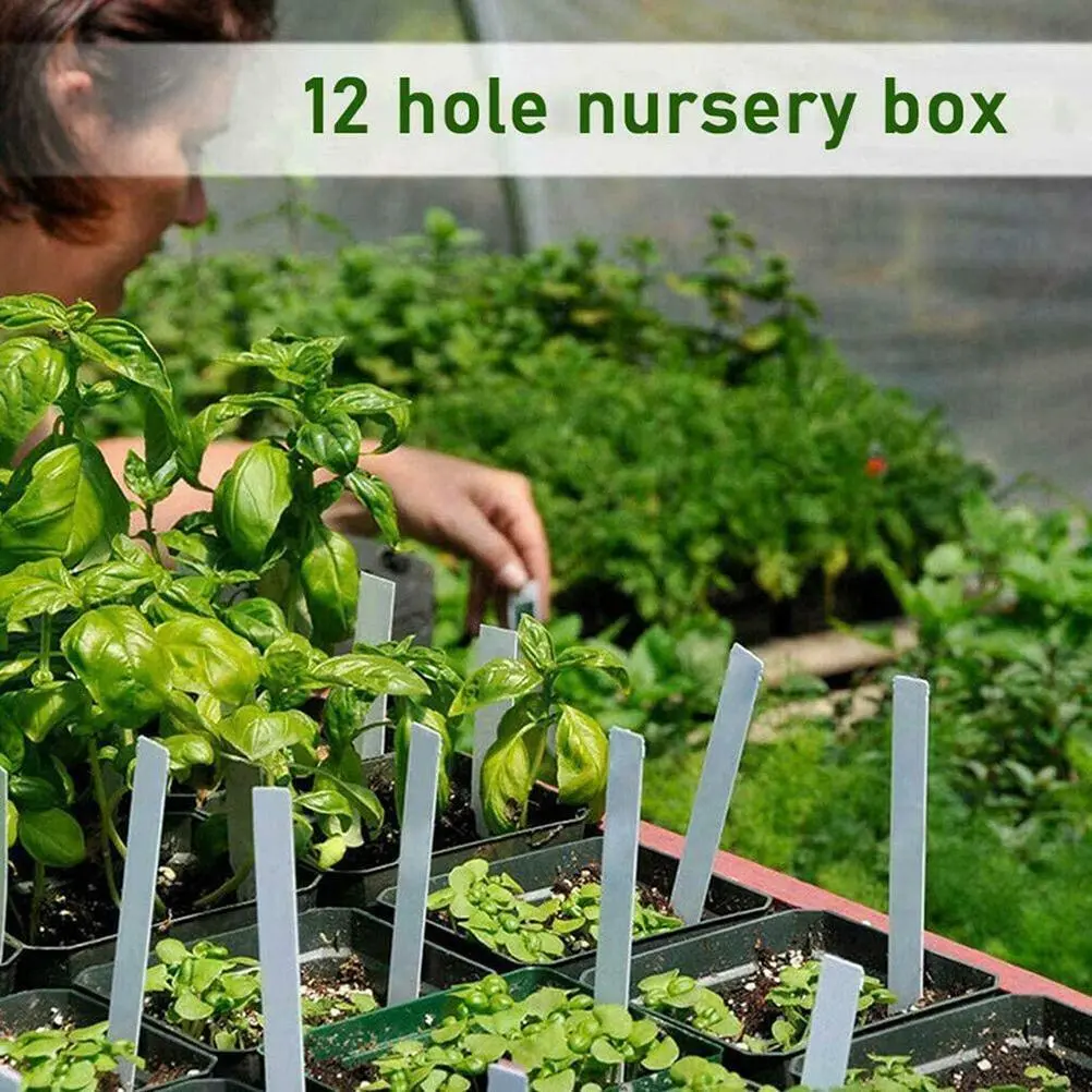 12 Hole Seedling Tray Seed Starter Tray Greenhouse Grow Trays Humidity Adjustable Plant Starter Kit with Dome and Base