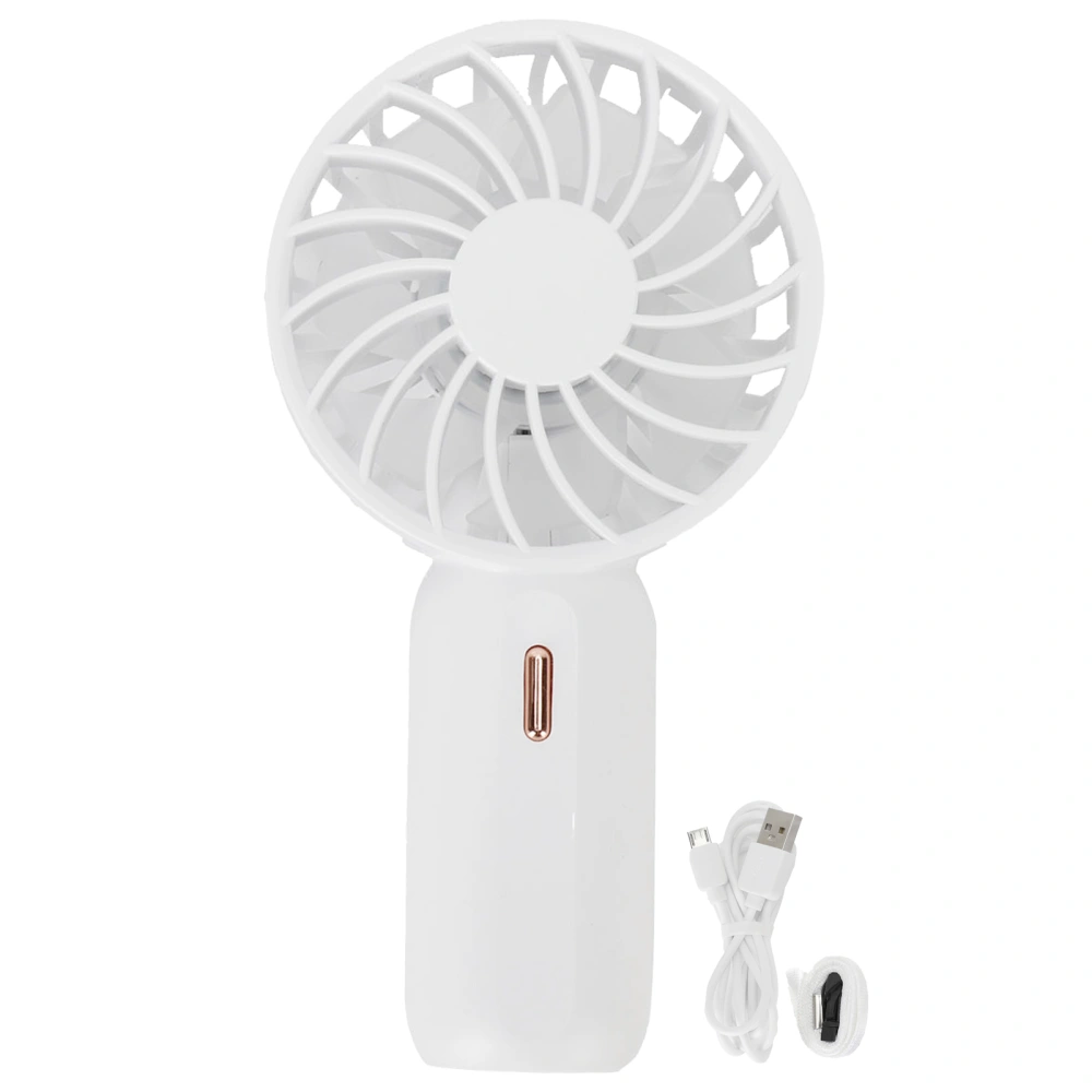 Portable Handheld Fan USB Rechargeable Enhanced Wind Small Fan for Travel Office StudyWhite