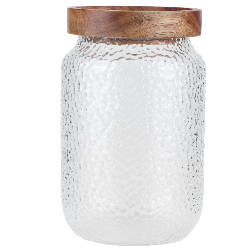 Glass Jar Set Wide Storage Canister with Airtight Wood Lid for Coffee Bean Snacks Nuts700ml