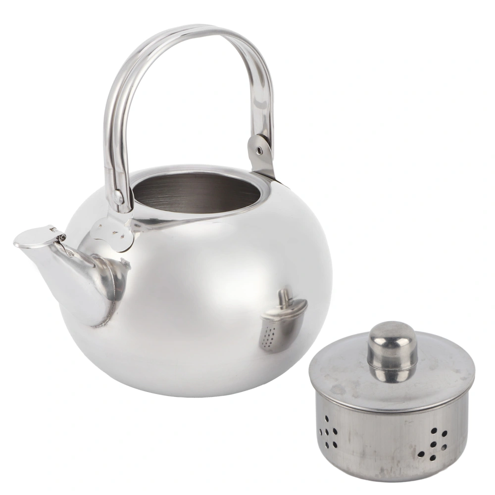 304 Stainless Steel Teapot Flat Bottom Induction Cooker Water Kettle Tea Pot with FilterSilver 16cm 1.2L