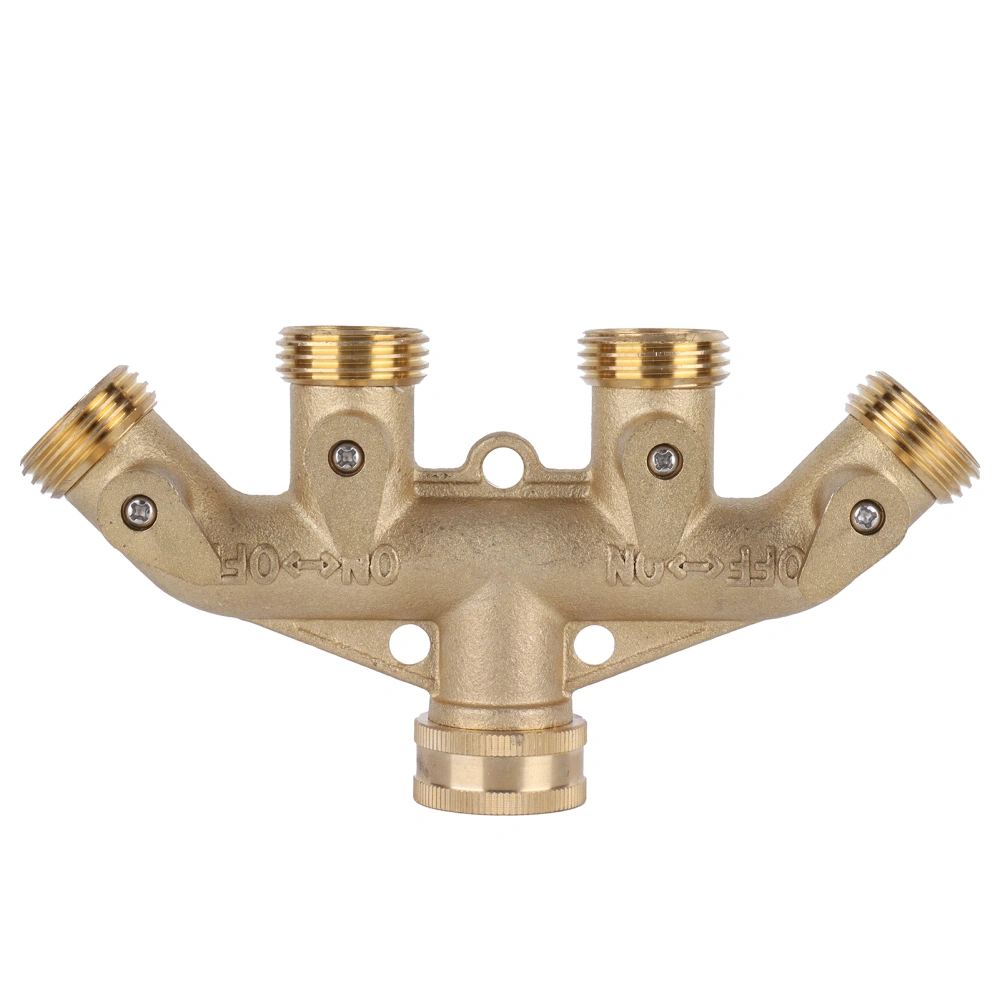 G3/4 Brass 4‑Way Garden Hose Splitter Ball Valve Hose Adapter Water Faucet Valve Connector