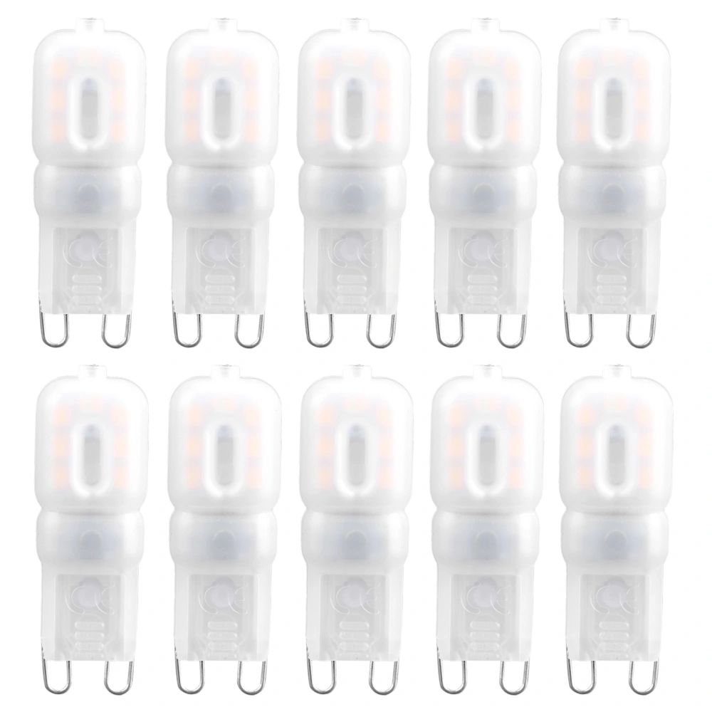 10pcs 1.5W G9 LED Light Bulbs Household 14LED Ceiling Lamp Bulb Warm White (230V)