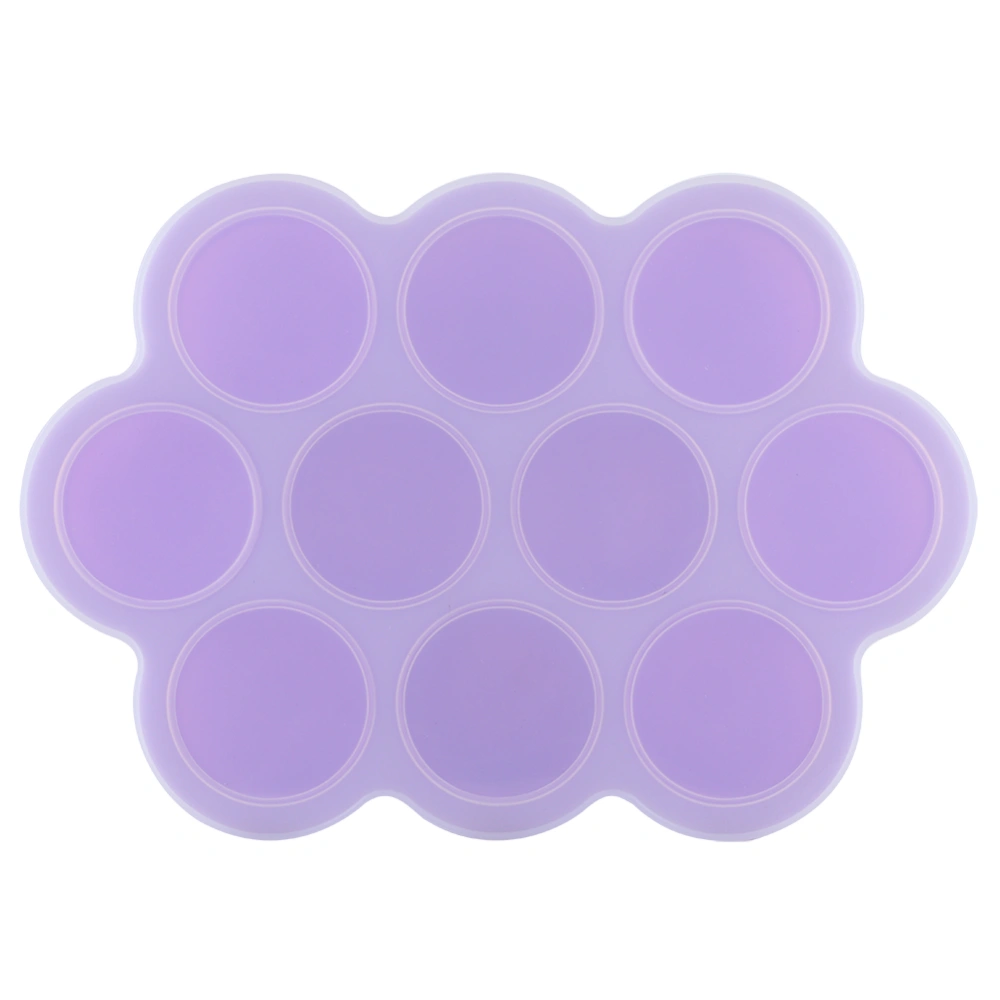 Silicone Food Freezer Tray 10 Holes Reusable Container with Lid for Homemade Baby Food(Purple )