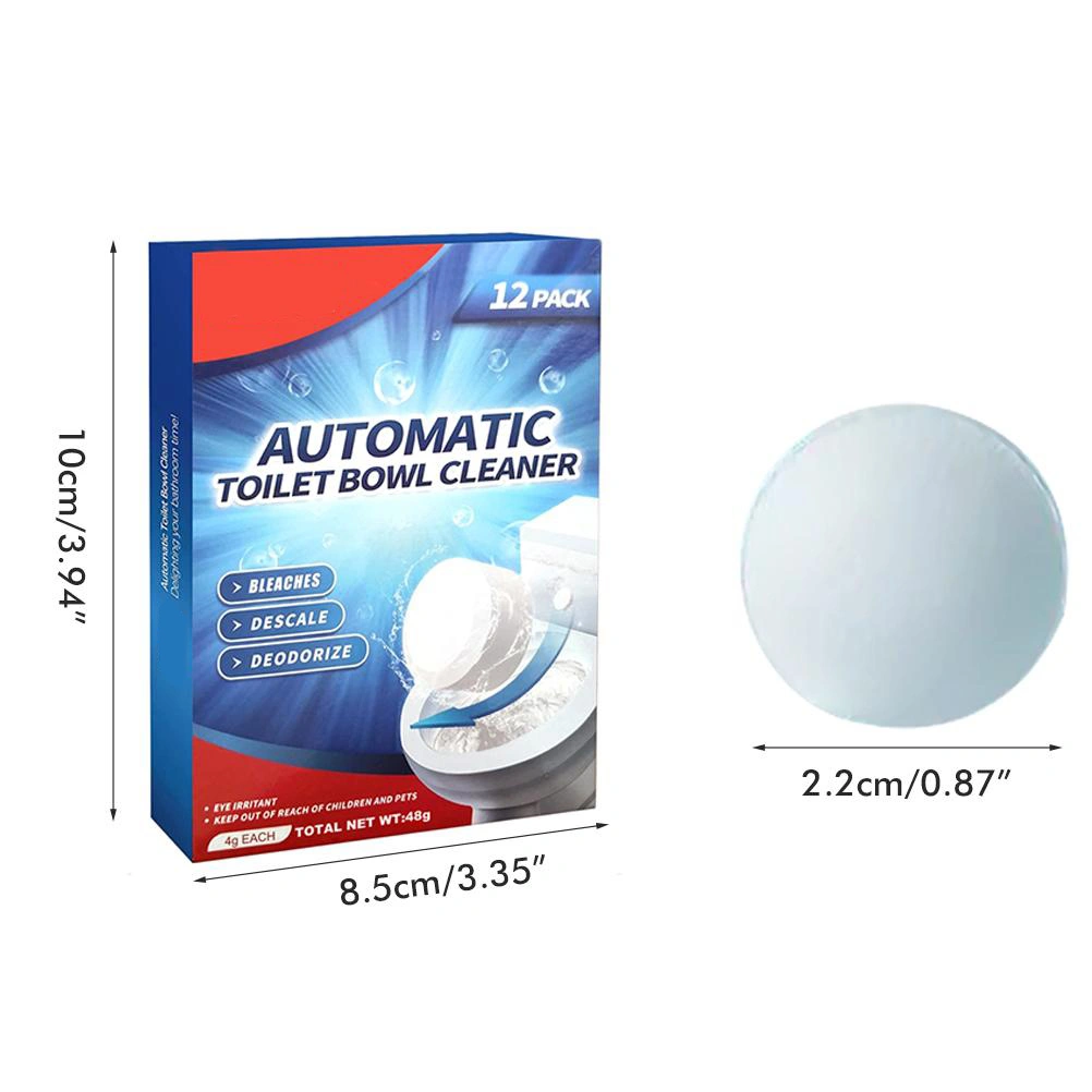 12PCS/Box Toilet Cleaning Tablets Toilet Cleaners with Bleach Slow Releasing for Bathroom Toilet Tank
