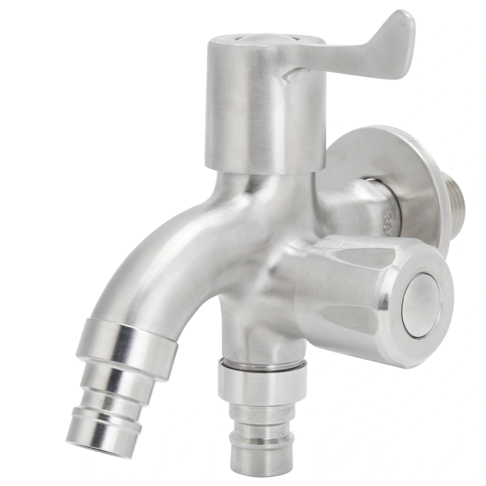 G1/2 Male Thread Water Faucet Dual Outlet Stainless Steel Water Tap for Gardens Washing Machines