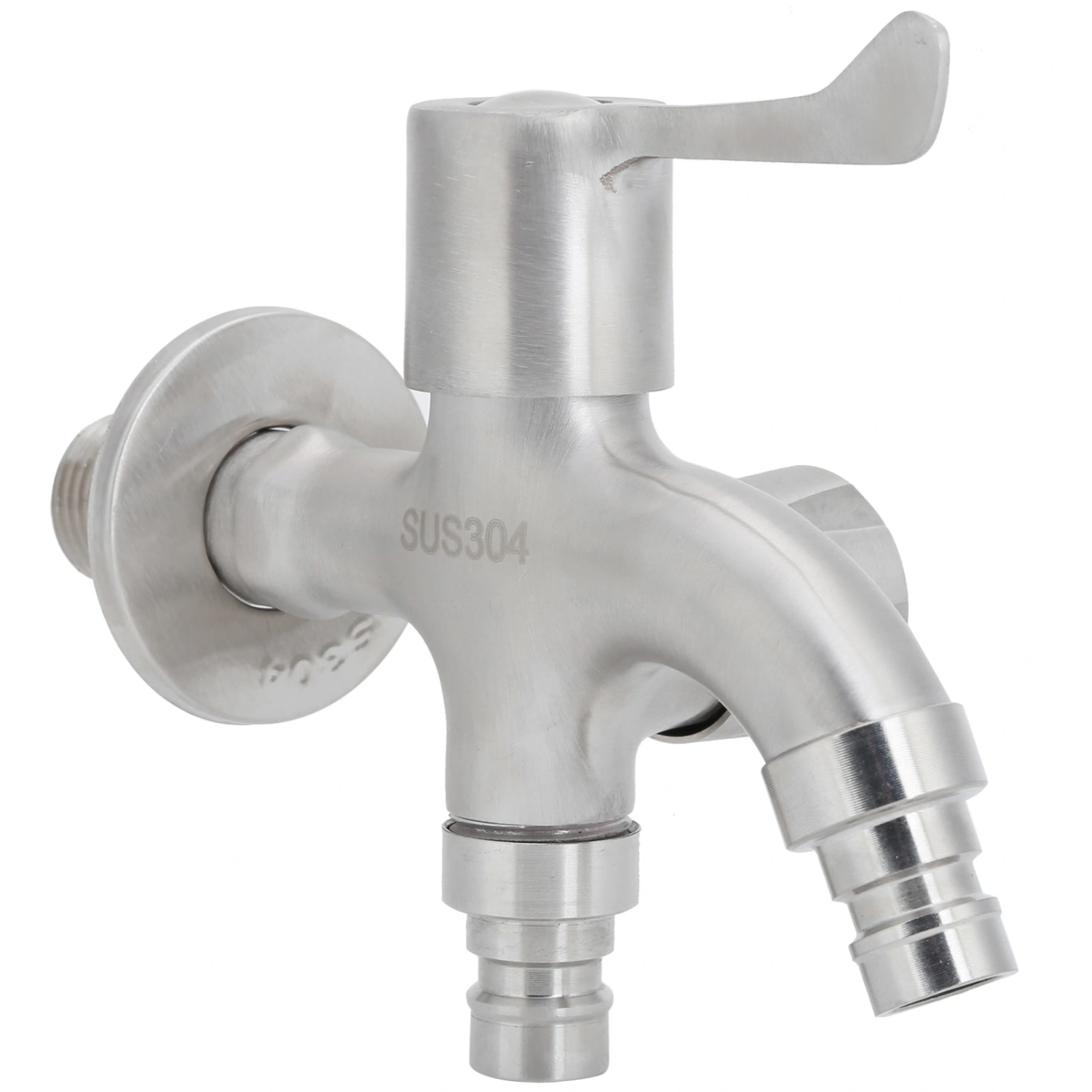 G1/2 Male Thread Water Faucet Dual Outlet Stainless Steel Water Tap for Gardens Washing Machines