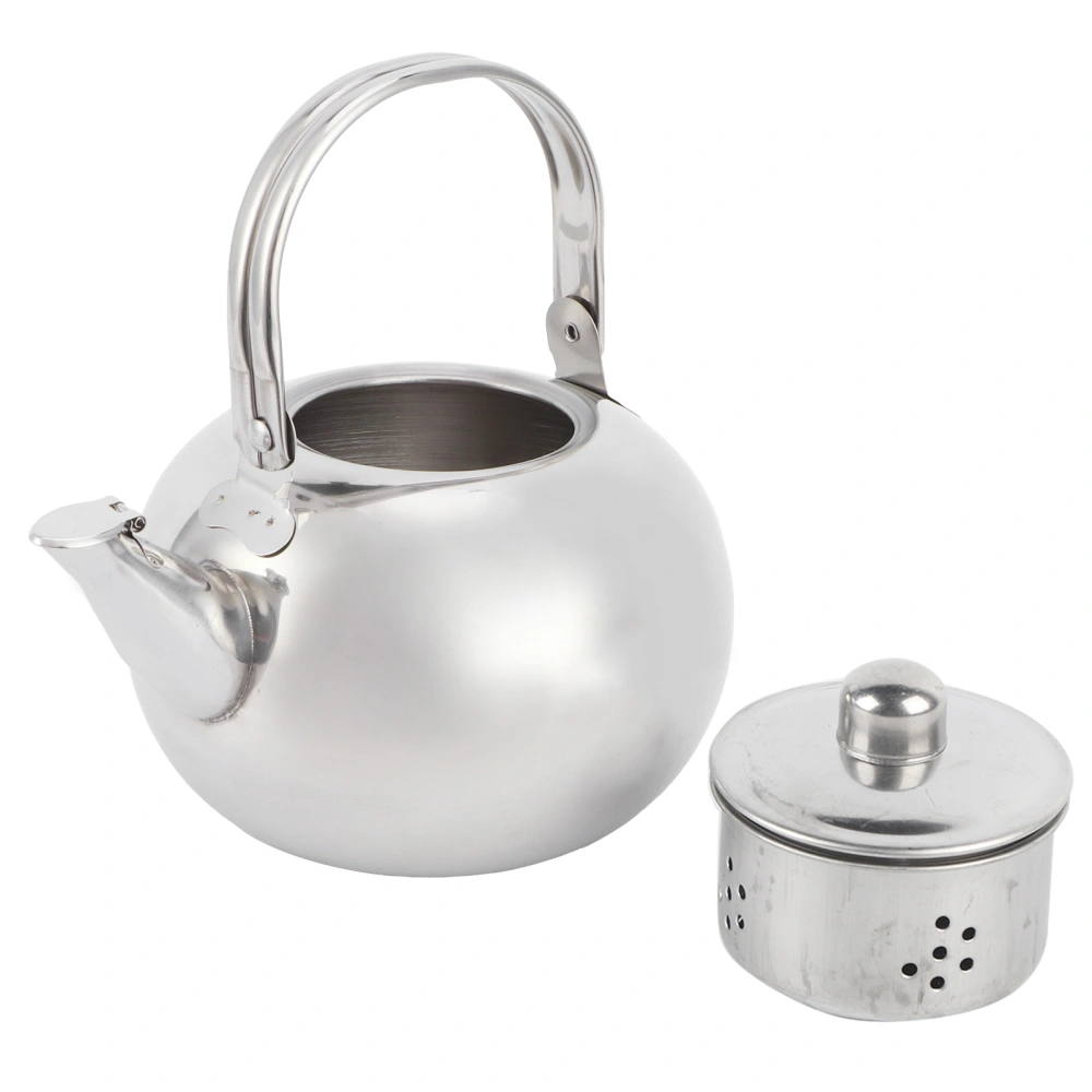 304 Stainless Steel Teapot Flat Bottom Induction Cooker Water Kettle Tea Pot with FilterSilver 14cm 1L