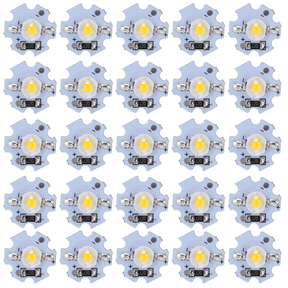 25Pcs 0.5W 5V High Power LED Lamp Bead Light Source Chip with Aluminum PlateWarm White Light: 3000‑3200K