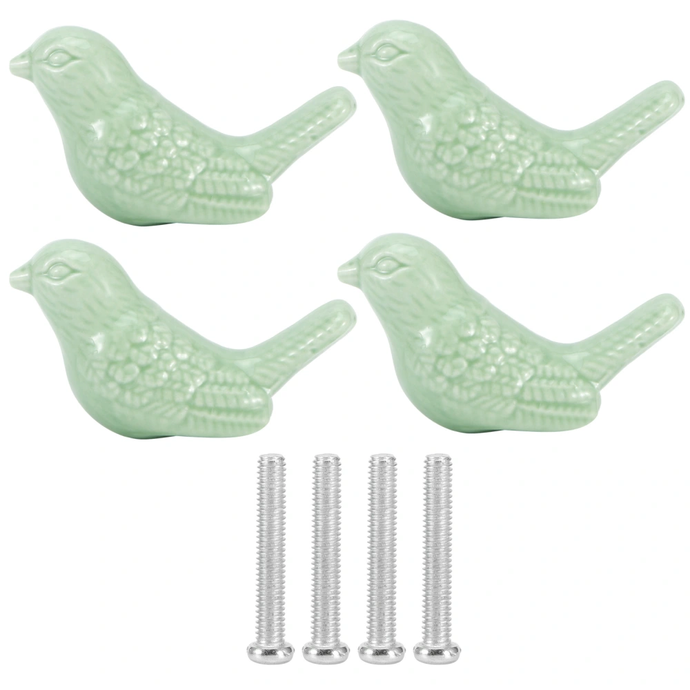 4 Set Bird Shape Ceramic Knobs DIY Door Drawer Cupboard Pull Handle Furniture AccessoriesGreen