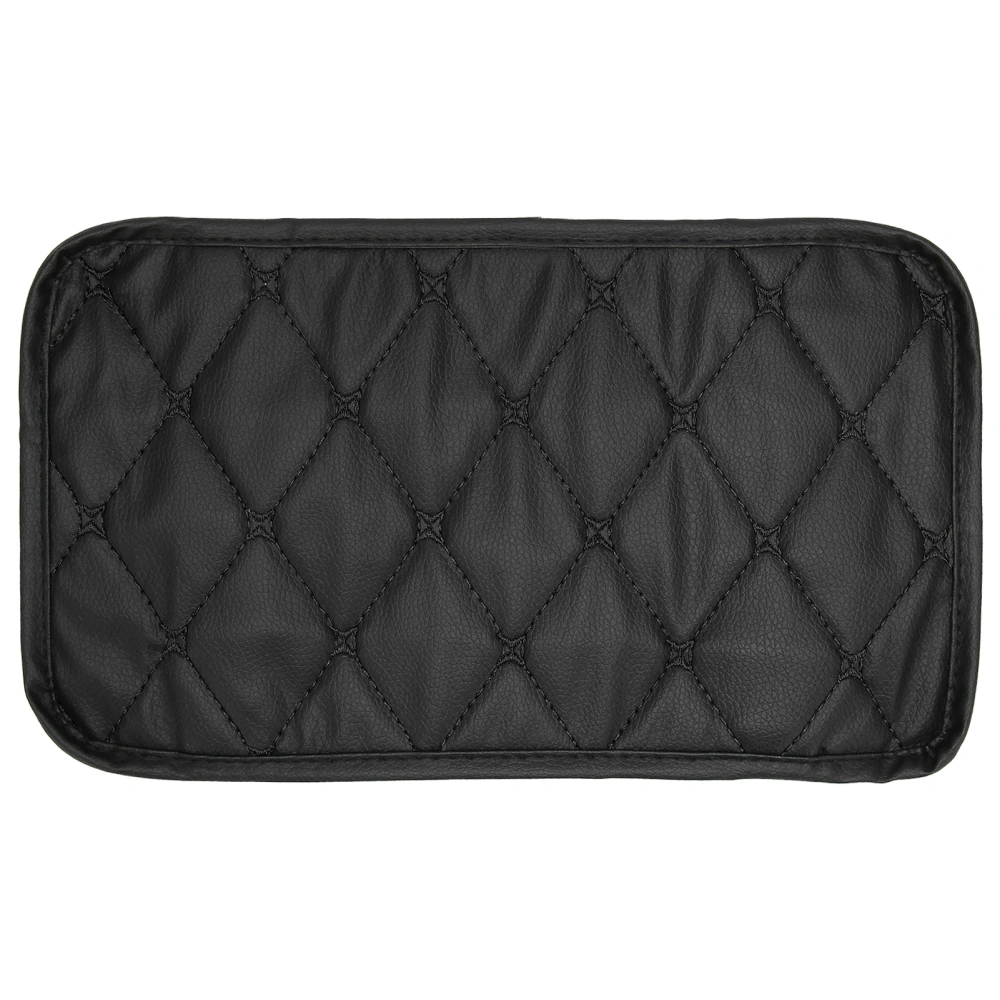 Armrest Box Mat Waterproof Dustproof PU Leather Mat Storage Box Cover Pad for Car UseBlack Line On Black