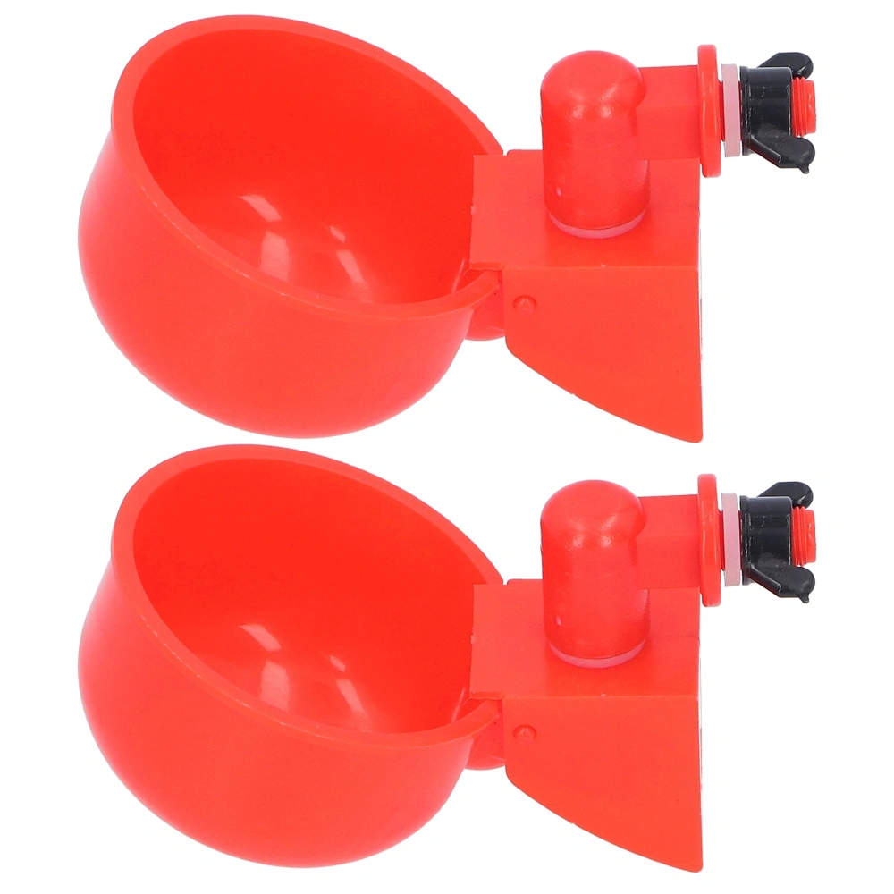 2pcs Automatic Chicken Water Cup Red Plastic Drinking Bowl for Poultry Pigeon Bird