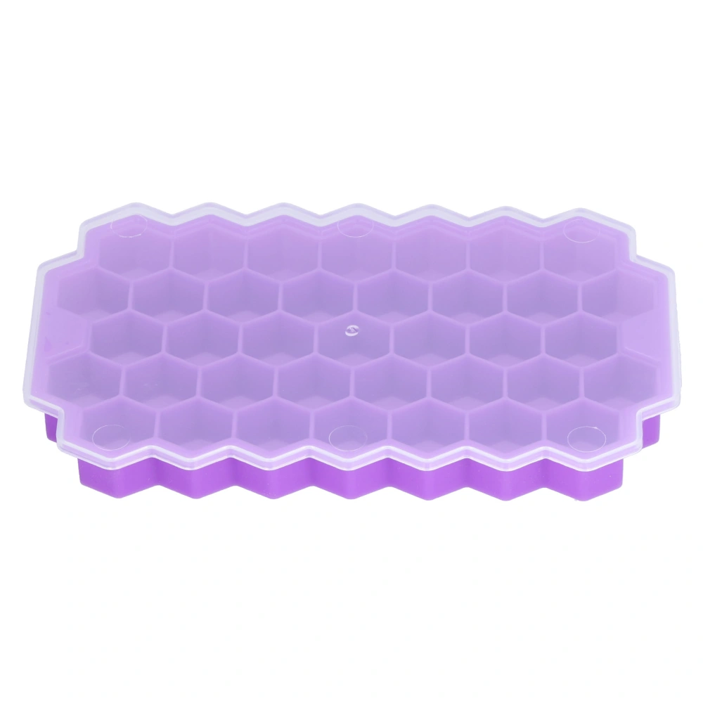 37‑Grids Ice Cubes Mold Reusable Stackable Silicone Ice Tray for Cocktail Beverages DrinksPurple with Lid