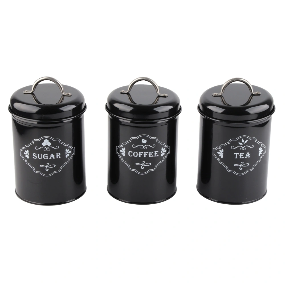 3Pcs Black Sealed Jar Set Home Kitchen Storage Organizer Sealed Cans Box Baking Supplies