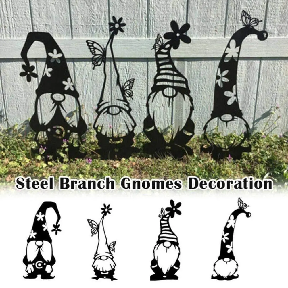 Garden Metal Statues Outdoor Iron Art Decoration Cute Standing Goblin Silhouette for Home Garden Yard Outdoor Decor