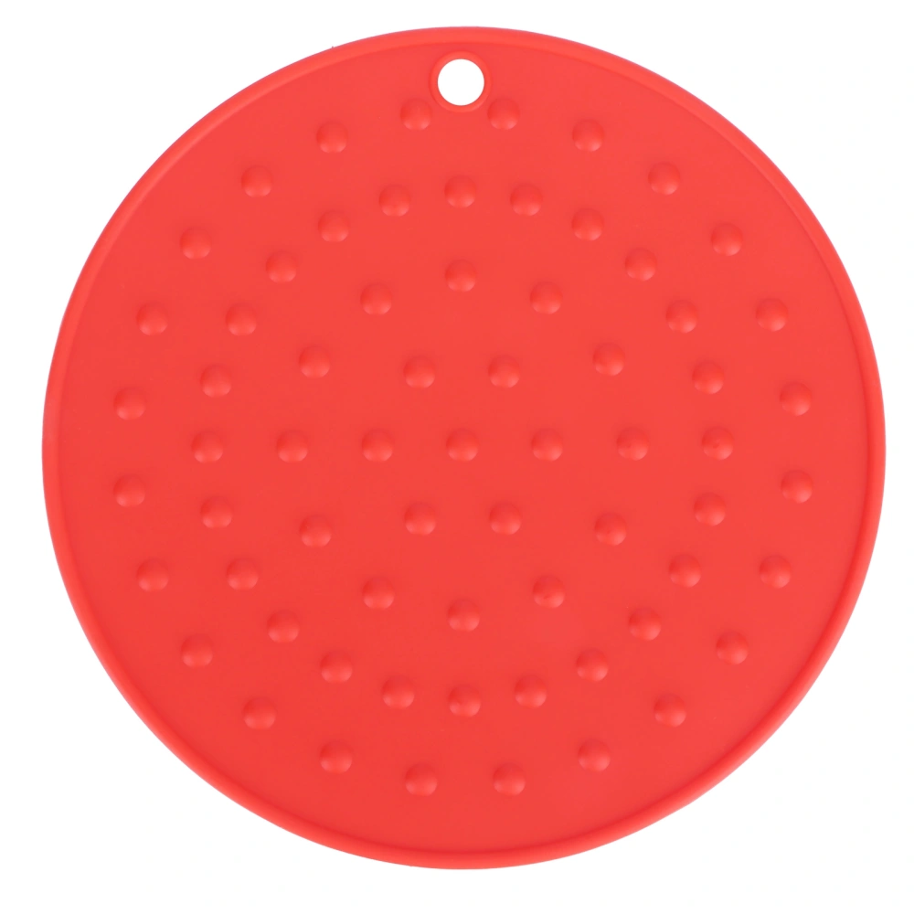 Round Heat Insulation Pad Food Grade Silicone High Temperature Resistant Coaster for KitchenRed