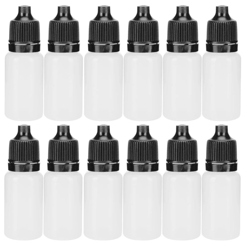 50Pcs 10ml Eye Liquid Bottle Portable Squeezable Empty Eye Drops Container with Plugs LidBlack