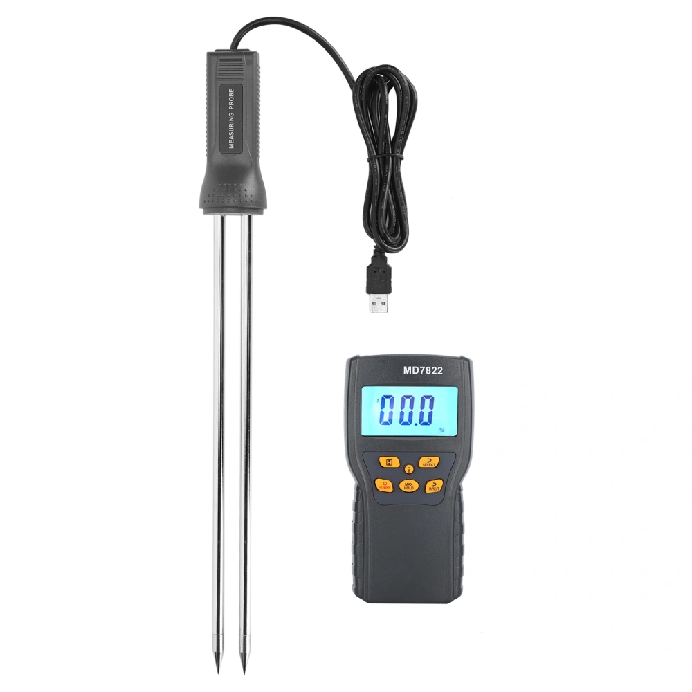 Moisture Meter with Long Probe Digital Grain Wheat Rice Corn Moisture Measurement Tool