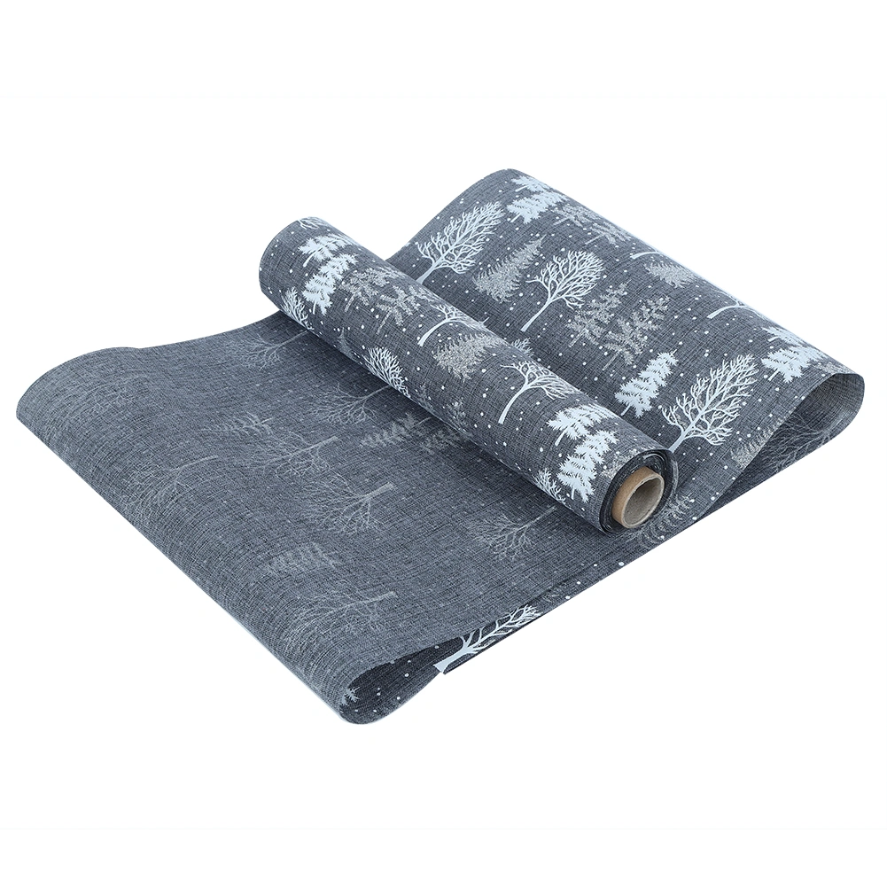 Household Christmas Polyester Printed Table Runner Cloth Home Party Banquets DecorationC Type Gray Christmas Tree