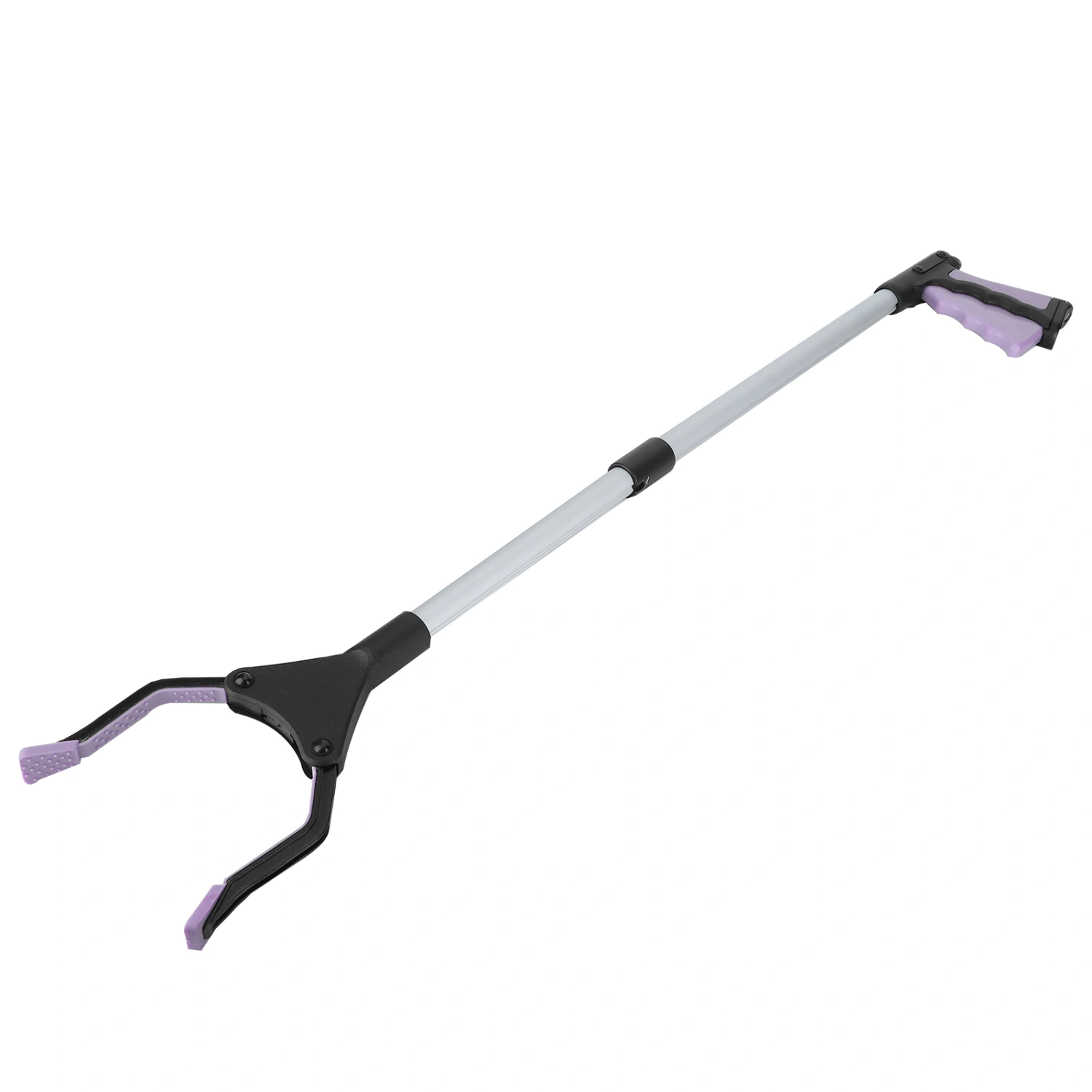 Multifunction Folding Long Trash Clamps Grabber Picker Tools Sanitation Cleaning SuppliesPurple Handle Silver Tube