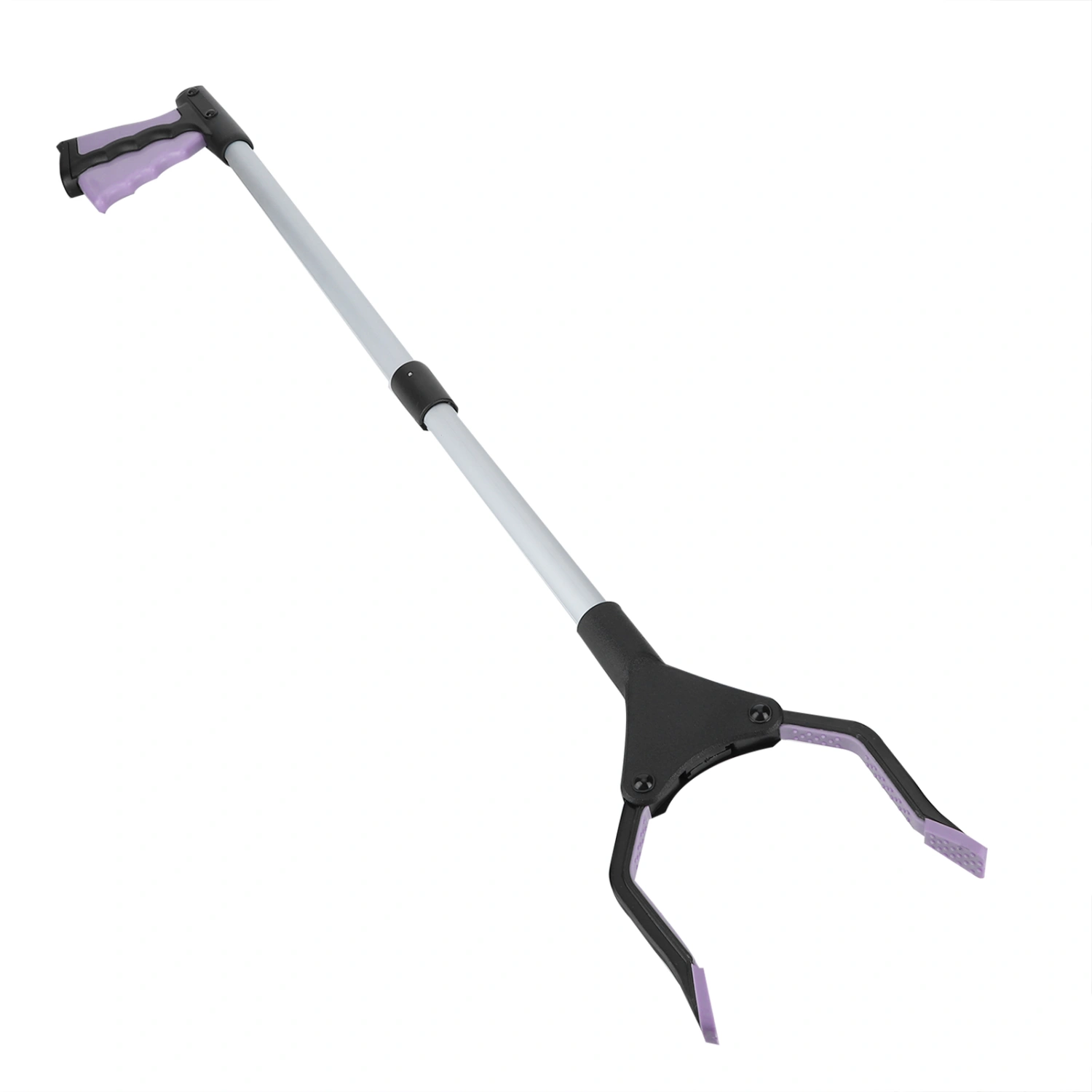 Multifunction Folding Long Trash Clamps Grabber Picker Tools Sanitation Cleaning SuppliesPurple Handle Silver Tube