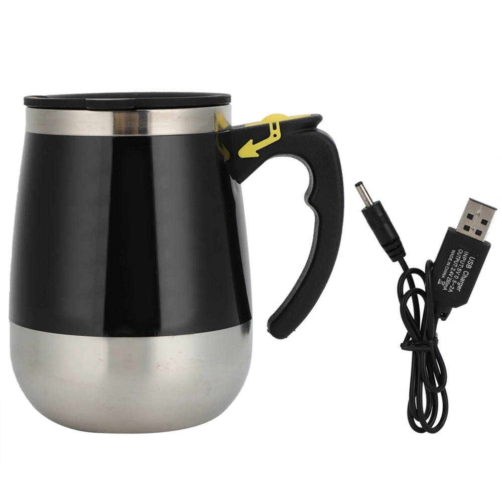 USB Charging Stainless Steel Electric Magnetic Water Cup Milk Coffee Self Stirring Mixing Mug400ml Black