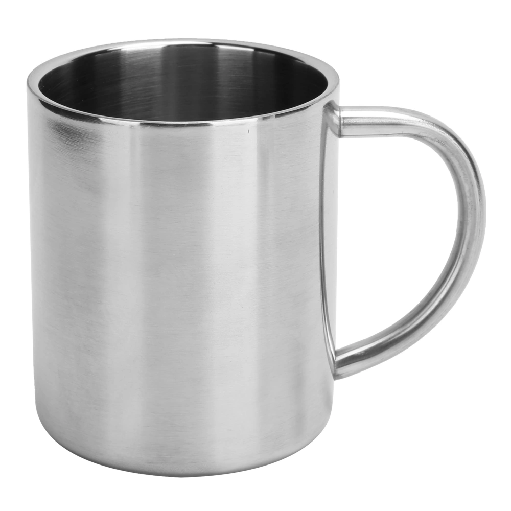 Mug Cup 304 Stainless Steel Sanding Mirror Finish Portable Coffee Cup with Handle 300ml