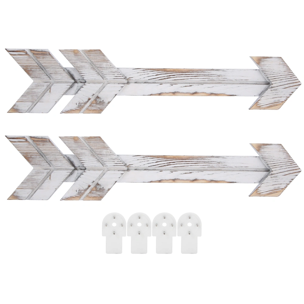 2PCS Wooden Arrows Decor Sign Wall Art Decor Farmhouse Courtyard Wedding SuppliesWhite