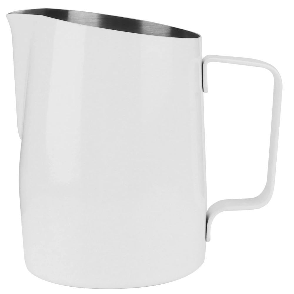 600ml Coffee Mug Cup Stainless Steel Milk Coffee Frothing Jug for Home Coffee Use White