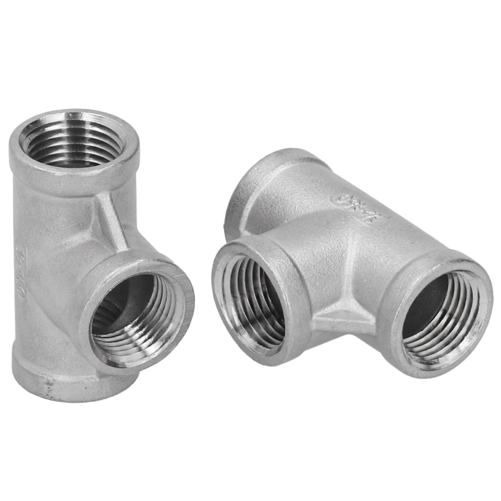 2Pcs 316 Stainless Steel NPT 1/2‑150T Tee Adapter Connector Threaded Cast Pipe Fittings