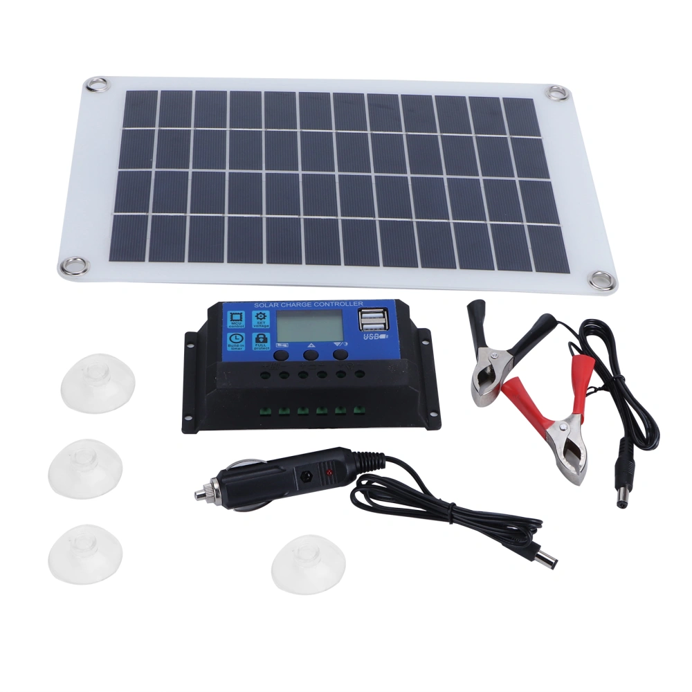 Solar Panel Kit 10W 18V Polysilicon Photovoltaic Module with Solar Charge Controller for RV