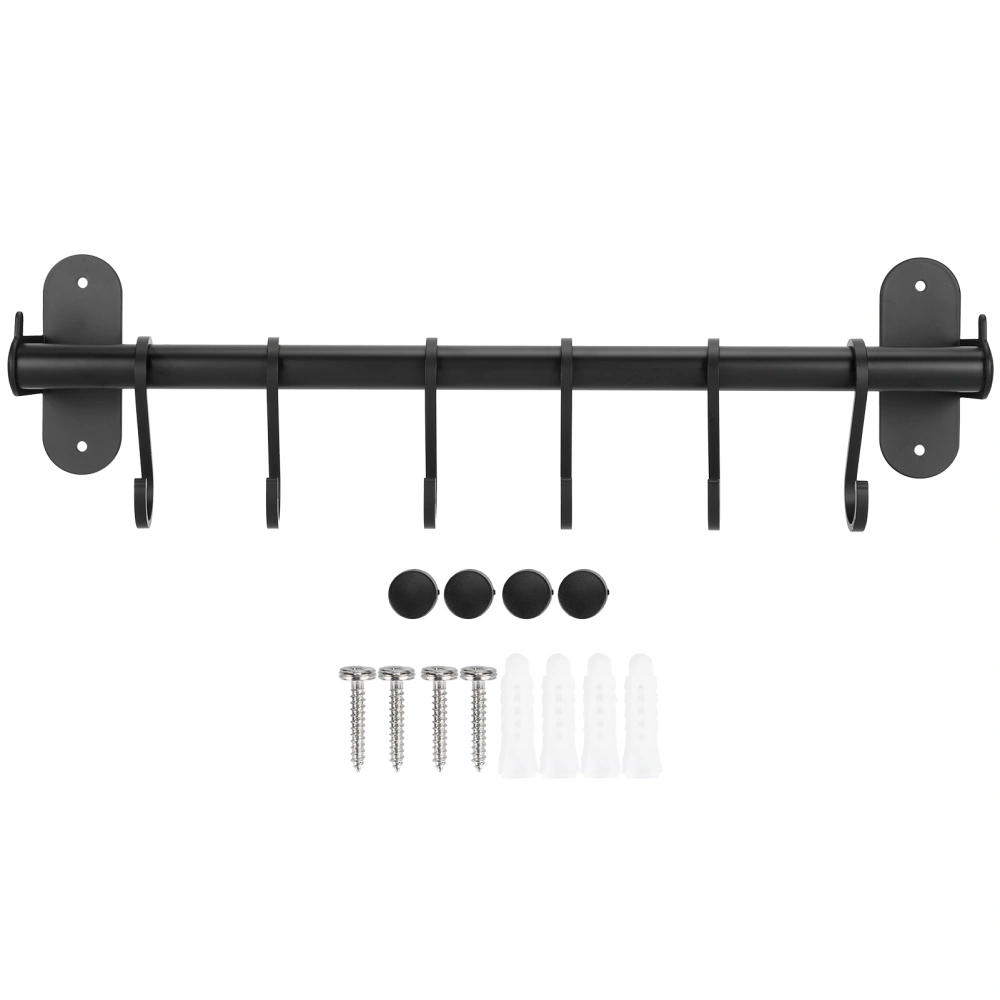 40cm 6 Hooks Pot Lid Hanger Punch WallMounted Storage Holder Kitchen Utensil Rack Organizer