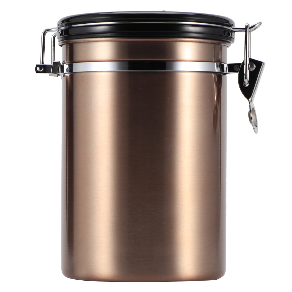 Stainless Steel Sealed Tank MoistureProof Coffee Bean Tea Storage Pot with Air Evacuation Valve(Gold 1.8L (About Holding 750g))