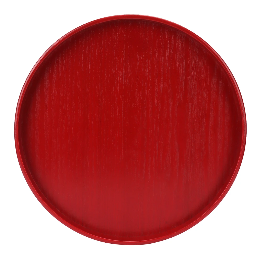 Red Round Wooden Plate Food Grade Fruit Cutlery Tray for Kitchen Home Restaurant24cm