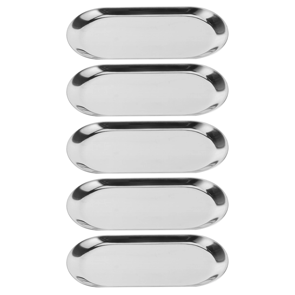 5pcs Stainless Steel Oval Shaped Towel Tray Cosmetics Jewelry Storage Tray Dish Plate OrganizerSilver