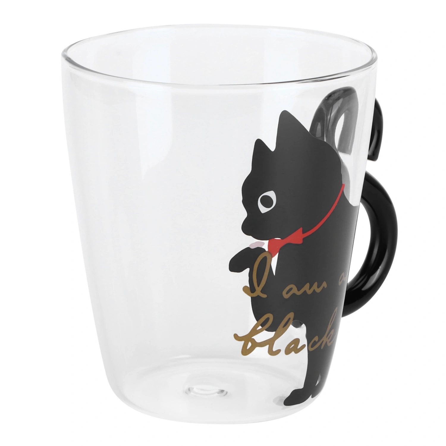 Cat Cup Coffee Milk Tea Water Glass Kids Bottle Transparent HeatResistant Reusable Mug(Black Cat )