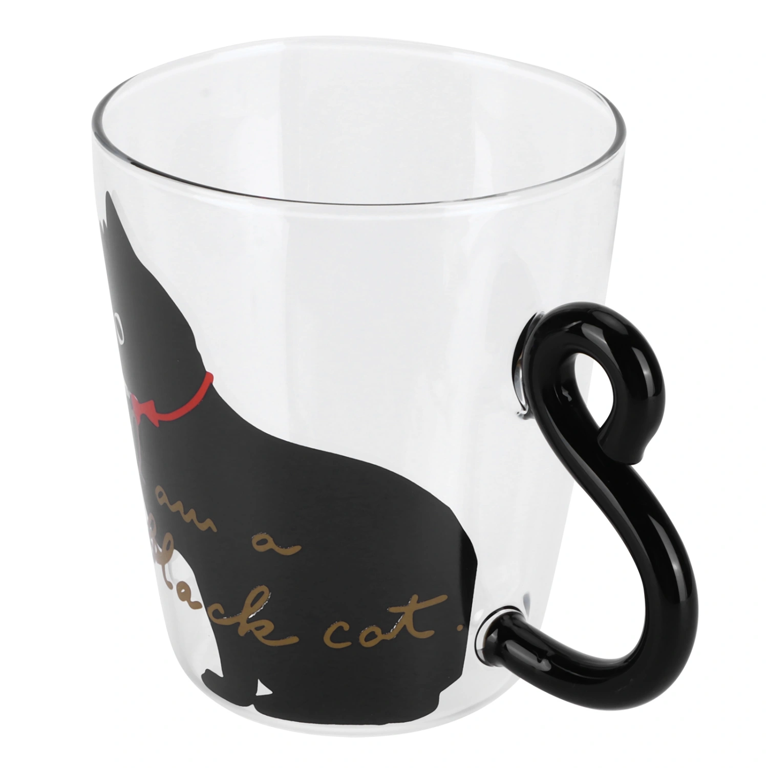 Cat Cup Coffee Milk Tea Water Glass Kids Bottle Transparent HeatResistant Reusable Mug(Black Cat )
