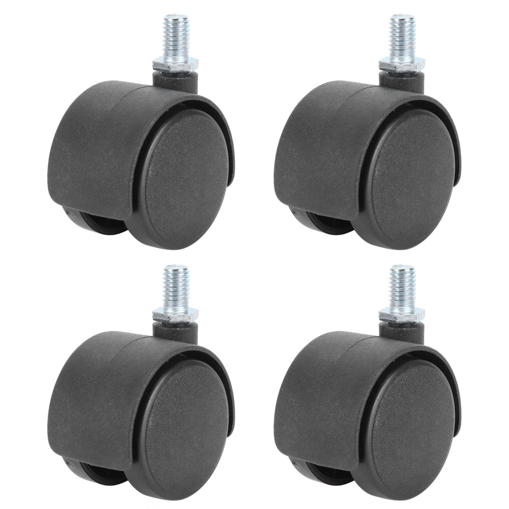 4Pcs 1.5in Casters 360 Degree Rotatable Universal Plastic Wheel for Cabinet Chair