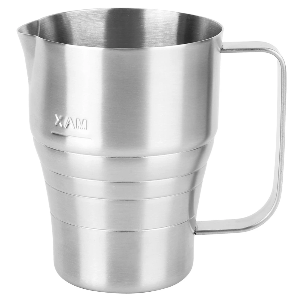 Household Silver Stainless Steel Coffee Frothing Pitcher Milk Frothing Cup with Scale 900ml