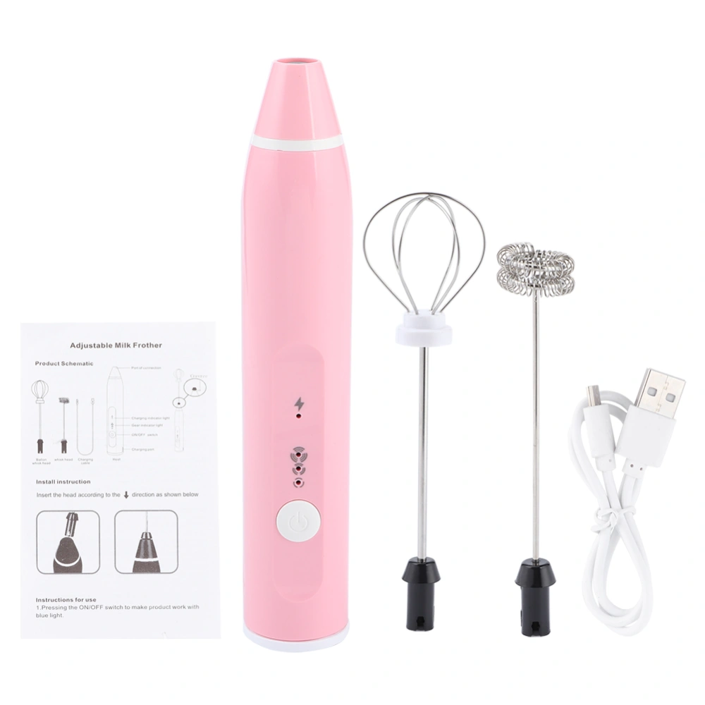 Rechargeable Milk Frother Electric Coffee Mixer Handheld Egg Beater Household Kitchen ToolsPink