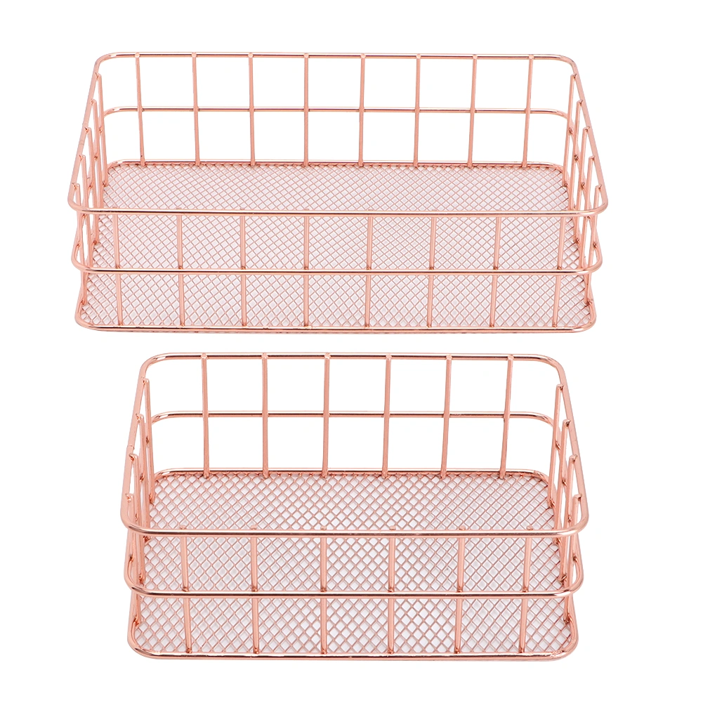 2pcs Multifunctional Household Iron Cosmetics Storage Fruit Holder Plate Container Basket Organizer