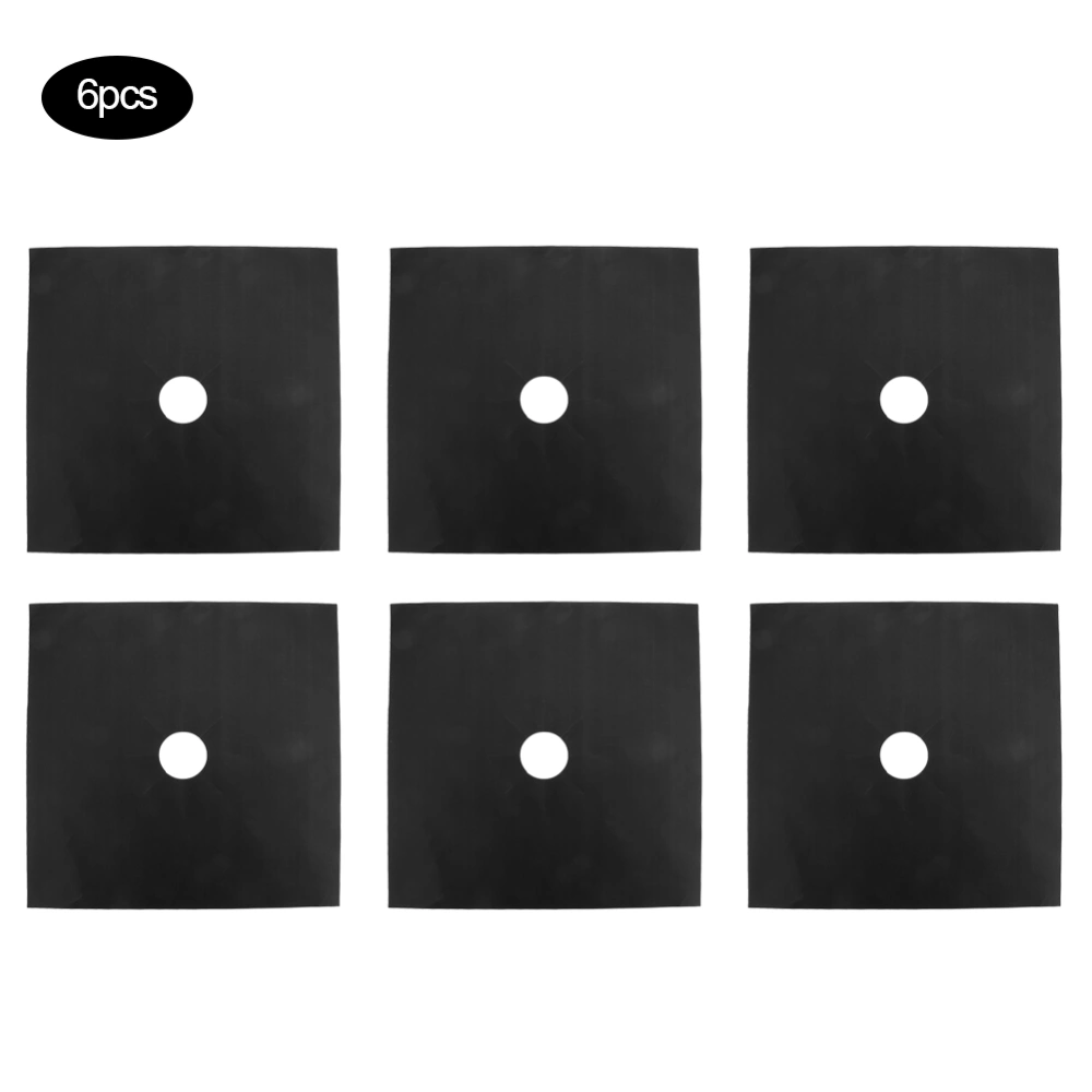 6Pcs Gas Stove Pad Gas Cooker Cleaning Mat Surface Protector Kitchen Tool AccessoriesBlack