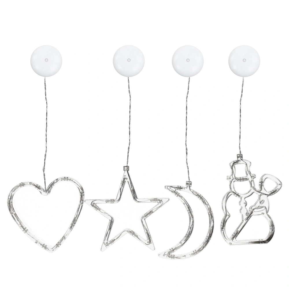 LED Christmas Lights with Suction Cup Snowman Star Moon Heart Shape Lights Home Window Decor