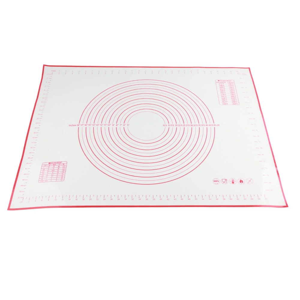 Non-Slip Silicone Dough Pad Non-Stick Kneading Mat with Scales Kitchen Baking Accessory(60x80x0.4cm Red)