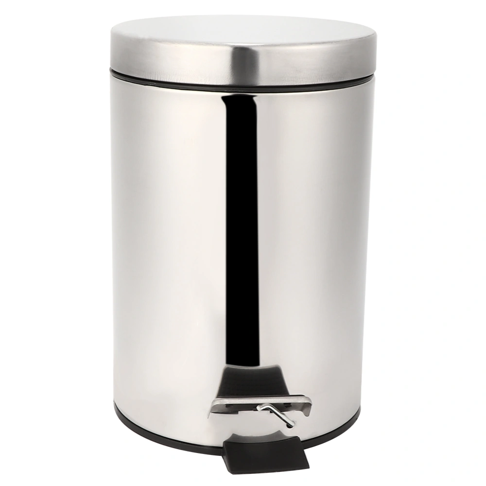 3L Household Stainless Steel Step Pedal Trash Can Dustbin Rubbish Garbage Bin Container