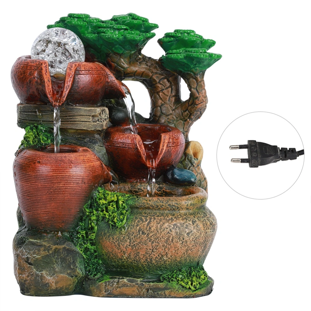 Tabletop Water Fountain Small Rockery Desktop Ornament Home Decoration EU Plug AC220V-240V