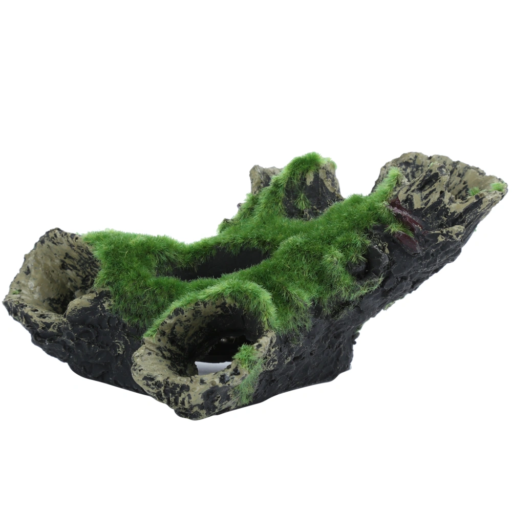 Artificial Resin Dead Wood Hole Hiding Cave Aquarium Fish Tank Ornament Decor Landscaping