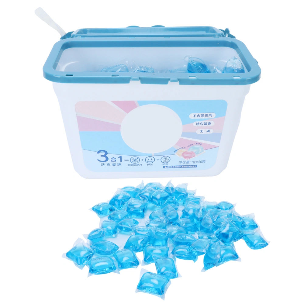 60PCS 8g Laundry Washing Cleaning Beads Capsules Travel Washing Cleaning SuppliesBlue