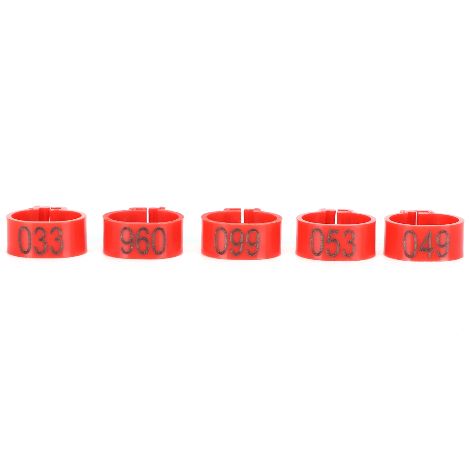 100Pcs Pigeons Identify Ring 001‑100 Numbered Poultry Leg Ring Bird Leg Bands Foot Ring12mm Red Ring with Number