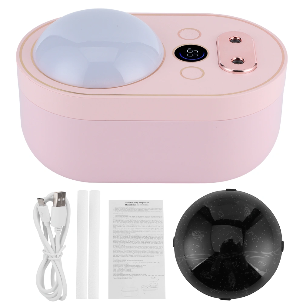 1000ml Double Spray Projection Humidifier 4000mAh Nanometer Atomization Humidifier USB ChargingPink