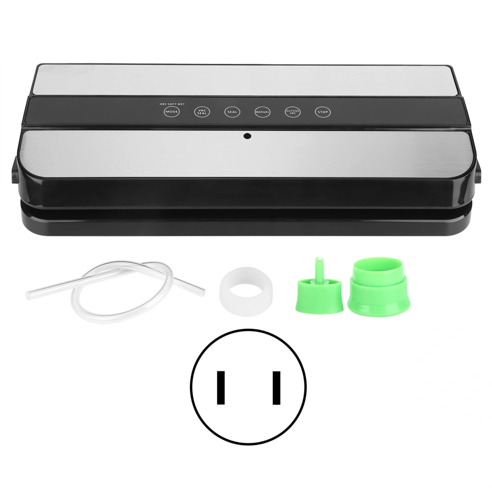 Food Saver Vacuum Sealing Machine Household Stainless Steel Vacuum Sealer Packer BlackUS Plug 110V